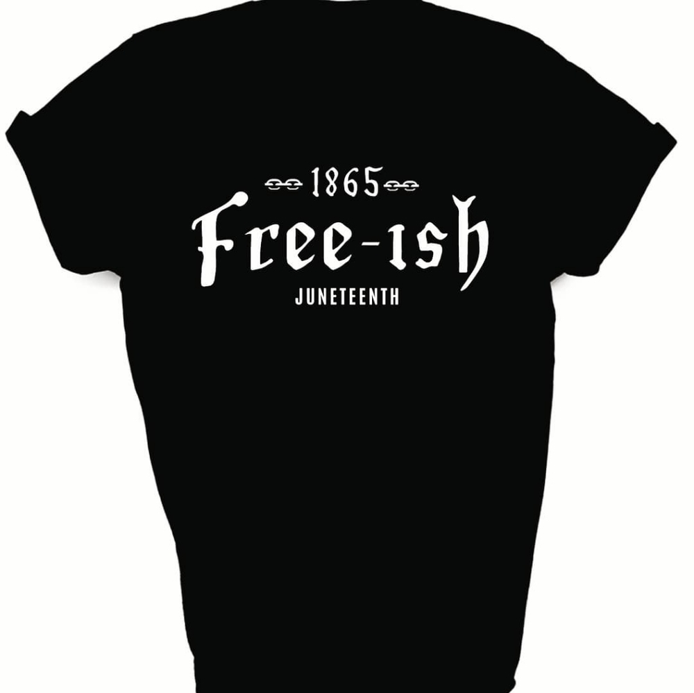 Unisex Black T-shirt,  Freeish Since 1865, blm